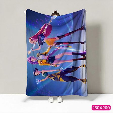 K-Pop Demon Hunters Kastetæppe til Børn, Blødt Varmt Hyggeligt Tæppe Værelsesindretning Tæpper Gave til Piger Teenagere Fans_Specialtilbud