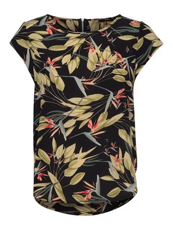 Onlvic Ss Aop Top Wvn Blouses Short-sleeved Svart ONLY