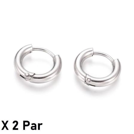 2 Par 12-13 mm Hoops örhängen i 316L kirurgiskt stål
