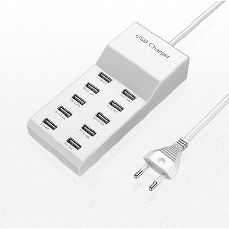 USB C-laddare, A18 Gan 6-portars multipel USB-laddare, laddningsstation (vit) 136*60*33mm