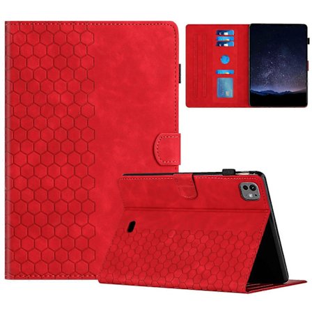 Etui for iPad Air (2022)/(2020) Honeycomb-trykt nettbrettdeksel i skinn med kortspor - 11 tommer