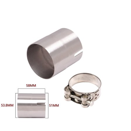 51 mm:n ja 54 mm:n moottoripyörän pakoputken halkaisijan muuntaja, moottoripyörän ruostumattomasta teräksestä valmistettu pienennysadapteri