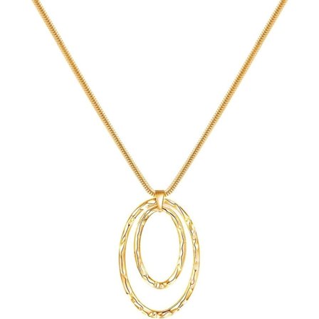 Weiy Hängande Halsband Dubbla Cirkel Tofs Statement Tröja Kedja Hoop Ring Hängande Halsband För Kvinnor, guld