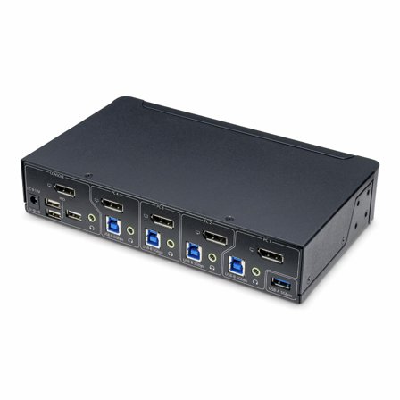 StarTech 4-Port DisplayPort KVM Switch Single 4K 60Hz Monitor 6x USB Ports Hotkey Switching TAA Compliant