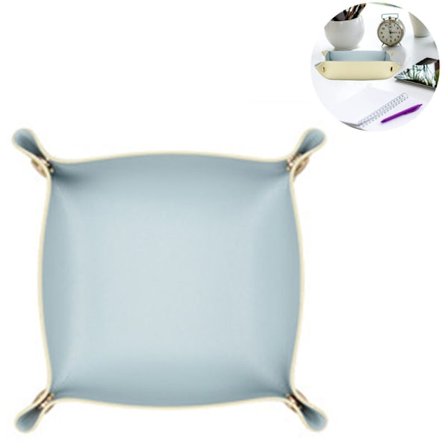 Betjänad bricka i läder för män organizer, skrivbordsförvaring, mobiltelefonnycklar plånböcker catchall bricka sängbord eller byrå förvaringsplatta