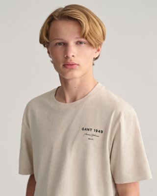 GANT - Teens Script Grafisk T-skjorte soft oat