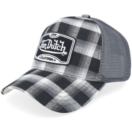 Von Dutch - Svart trucker Keps - Square Patch Grey/Black/White A-Frame Trucker @ Hatstore
