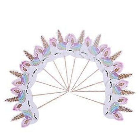 12 stk. Enhjørning Kake Cupcake Toppers Plukk Søte Kakedekorasjonsrekvisitter for Barn Barnebursdag (48 stk.)