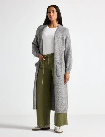 Lindex Stickad Lång Cardigan - Grey - M/L