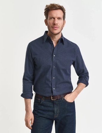 GANT Reg Flannel Melange Shirt - Blue - XL