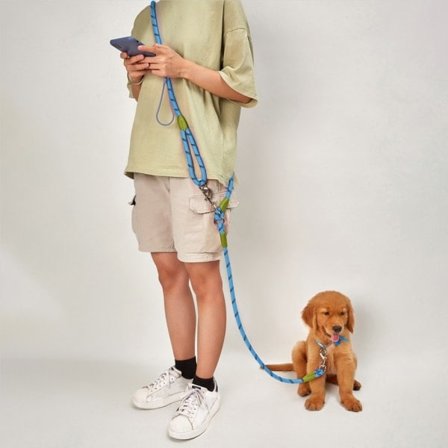 IC Hundkoppel Selar Leder Hundpromenader Slung Hands Free koppel-b