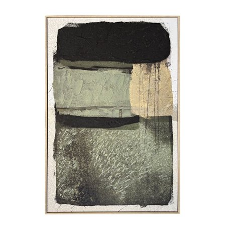 Seinätaide kankaalle kehyksillä, vihreä/harmaa, 82.6x122.6 cm