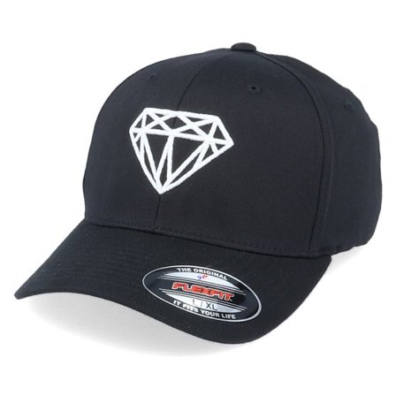 Iconic - Svart flexfit Keps - 3D Diamond Black Flexfit @ Hatstore