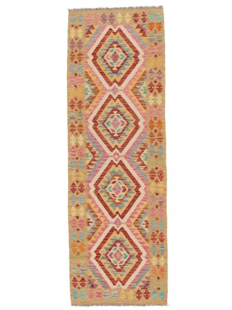 Oriental Kilim Afghan Old Style Rug 76X229 Runner Brown/Dark Red Wool, Afghanistan