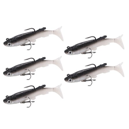 5 st Mjuka Kropp Sjunkande Swimbaits T-svans Mjuk PVC Bassdrag Öringbete för Saltvatten Sötvattenfiske