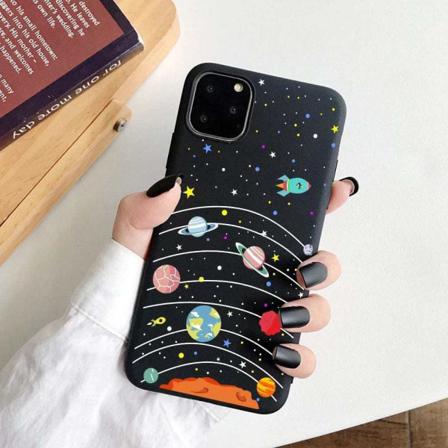Iphone 13, Pro & Max Skal Solsystemet Planeter Stjärnor Raket Multicolor One Size