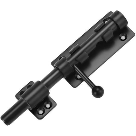 stk. Sort Kraftig Skydedørslås med Hængelåshul, 16 cm Mat Sort Rustfrit Stål, Skydelås Bolt Lås 1,2 cm Diameter