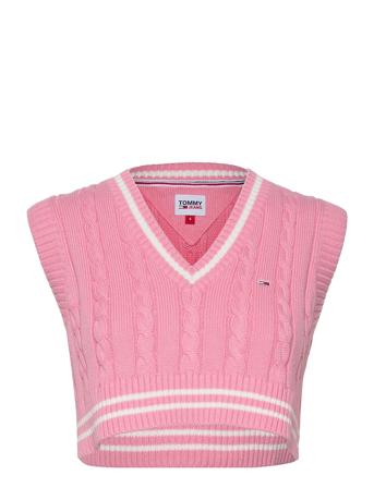 Tjw Super Crop Cable Vest Pink Tommy Jeans