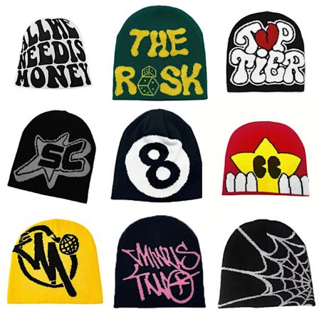 New Style Letter Beanie Y2k Hip-Hop Knitted Men's and Women's Hats Streetwear Winter Ins Wool Hundred Take Pullover Pile Cap