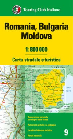 Romania. Bulgaria. Moldavia 1:800.000. Carta stradale e turistica