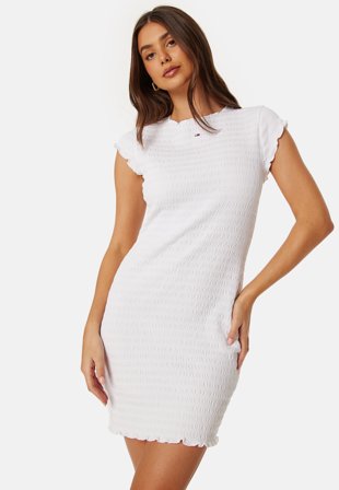 TOMMY JEANS Bodycon Smock Dress YBR White Klær