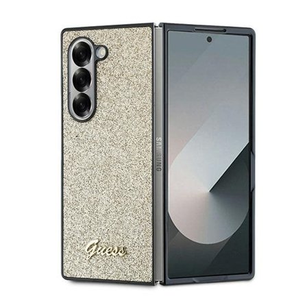 Guess 4G Glitter Script-etui til Samsung Galaxy Z Fold 6 - Guld