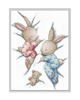 Broderikit Billede Sovende kaniner - Andriana