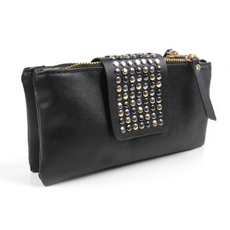 #Väska Plånbok/Plånbok Nitar Framåt Nitar/Clutch Mode Svart#