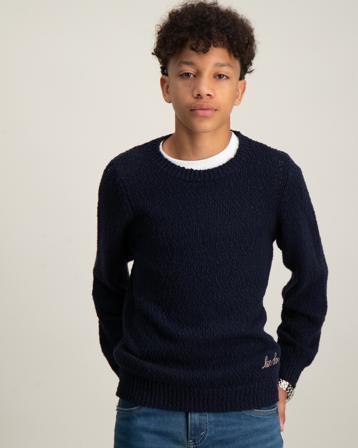 Les Deux Errol Cotton Roundneck Kids Blau Pullover Jungen - Kidsbrandstore