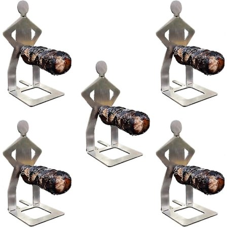 BBQ pølseholder i rustfrit stål, 2024 Ny sjov metalholder, Genanvendelige BBQ gaffel pølseskinner til grill, Udendørs picnic campinggrill