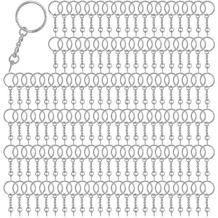 150pcs Metal Keychain Rings With Open Link Chain And Screw Rod For Diy Crafts