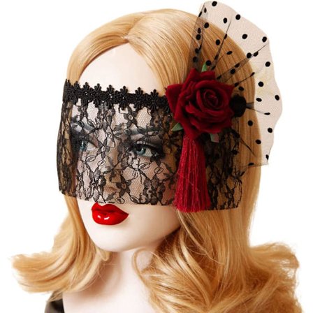 Röd spetsmask och slöja för cosplay-fest halloween-fest