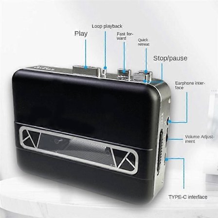 Bärbar USB Kassettinspelare Radio USB Kassettband till MP3 Konverterare Musikspelare Walkman Kassettbandspelare