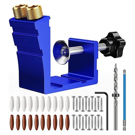 Pocket Hole Jig Kit, Pocket Hole Drill Guide Jig Set til 15 Vinklede Huller, Til Træbearbejdning Vinkel Dr
