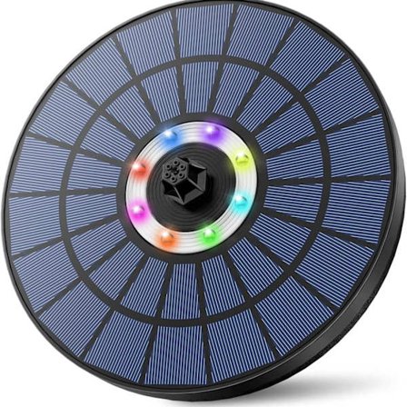 5,5W utomhus solcellsfontän med färgglada LED-lampor och inbyggt batteri