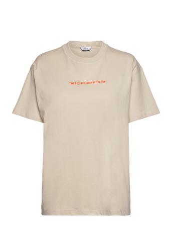 Enkulla Ss Tee 5310 T-shirts & Tops Short-sleeved Beige Envii*Betinget Tilbud