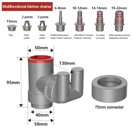 Altaan viemäriputken sovitin Keittiön altaan viemärihaara A A