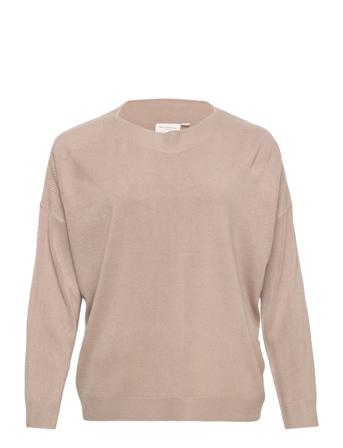 Carmelina L/S Boatneck Pullover Knt Pullover Beige ONLY Carmakoma