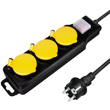 Strømudtag 3-vejs Udendørs brug med kontakt IP44