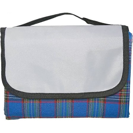 Stor Tartan Picknickfilt Med Bärhandtag Vattentät Strand Trädgård Utomhus Tvättbar Picknick Camping Filt 150*200CM (Blå)