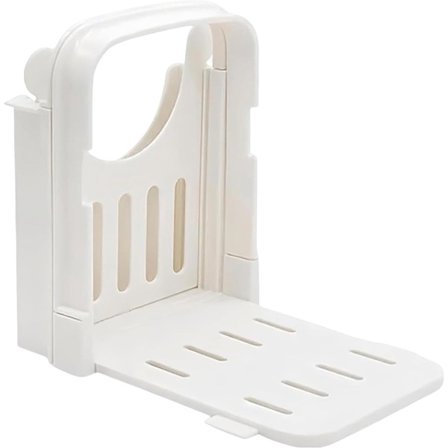 Brødskærer, Manuel Foldbar Skæreguide, Fødevaregodkendt Brødskærer til Sandwicher, Udhulet Bolleskæreværktøj til Toast, Bagels, Ost, 23 cm