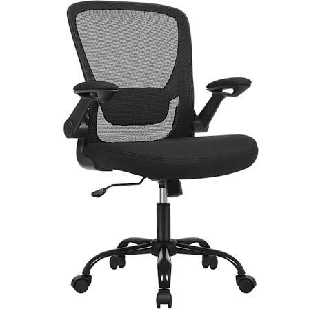 SONGMICS Kontorstol, Skrivebordsstol, Mesh Drejestol, Ergonomisk Computerstol, Sort