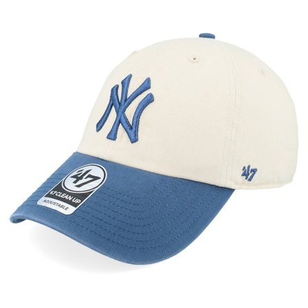 47 Brand - MLB Beige unconstructed Cap - New York Yankees Two Tone Clean Up Natural/Royal Dad Cap / Unconstructed @ Hatstore