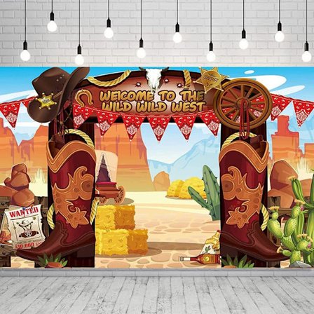 Western Cowboy Baggrund Vild Vesten Cowboy Tema Fest Banner Ørken Kaktus Rustik Træ Efterlyst Skilt Baggrund Vild Vesten Fest Banner Dekorationer