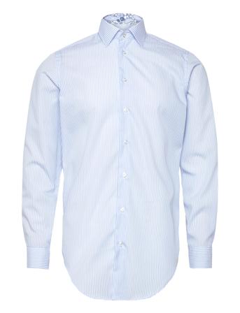 Striped Poplin W. Paisley Contrast Tops Shirts Business Blue Bosweel Shirts Est. 1937