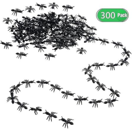 300 stk. falske myrer prank plast sorte myrer bugs joke legetøj realistiske insekter til fest favoriserer deco