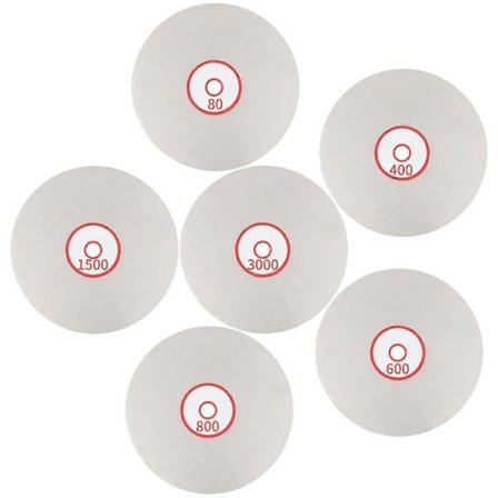 Diamant Poleringsskive Sæt 6 STK, 6 Tommer Diamant Flad Lap 80/400/600/800/1500/3000 Korn Hjul Lappin