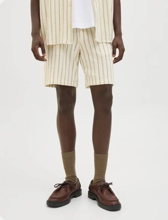 Jack & Jones Jpstjaiden Coba Stripe Jog Short Srt Sn - Cream - XL