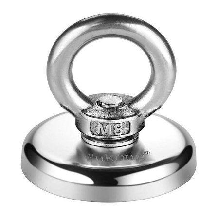 Kraftig neodymmagnet, diameter 48mm, tykkelse 12mm, trækkraft 75kg KLB