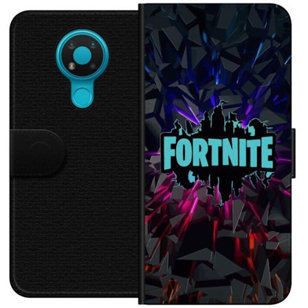 Kompatibel Tegnebogsetui til Nokia Nokia 3.4 Spilinspireret abstrakt logo design med eksplosive former, neonlys og dynamisk energi til moderne spiller